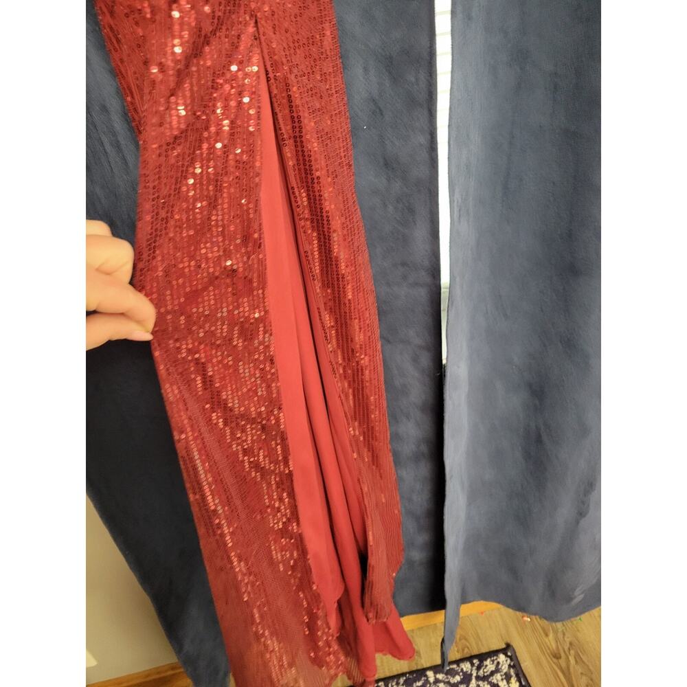Cinderella Divine Maroon Burgundy Sequins Formal Dance Homecoming Dress Size 12 - Picture 4 of 7